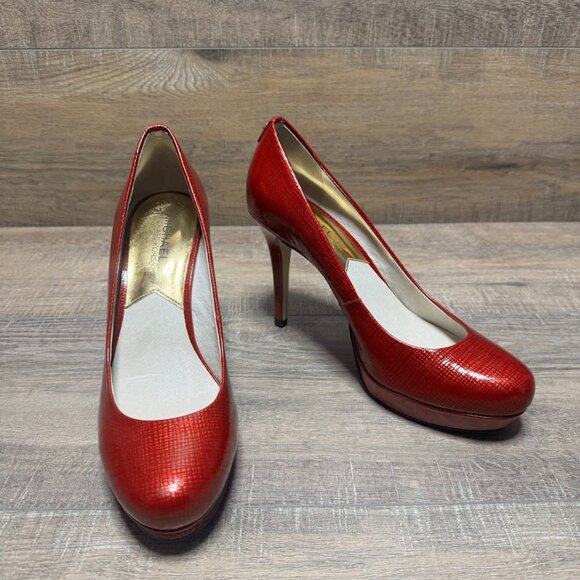 Michael Kors Ionna Ruby Red Leather Platform Pump Women's Size 8 - Picture 5 of 6